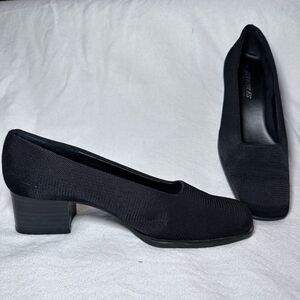 Aerosoles Love Pump Women's Black Block Heeled Knit Fabric Shoe‎ Size 7